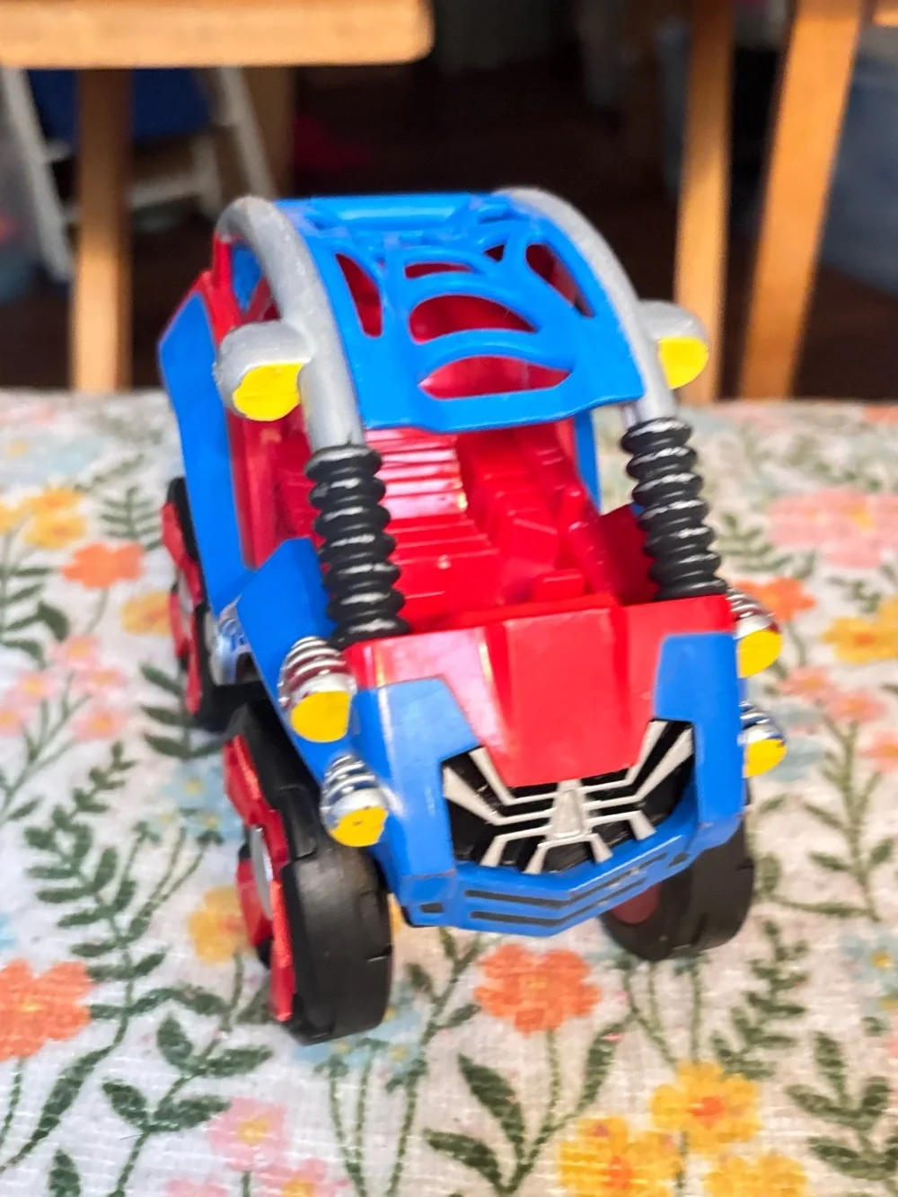 Spider-Man red and blue toy car with black spiderweb design #spiderman #marvel